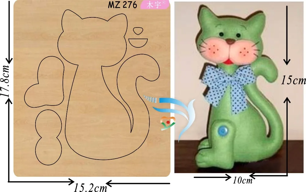

Green cat mz276 muyu cutting die new wooden mould cutting dies for scrapbooking Thickness-15.8mm