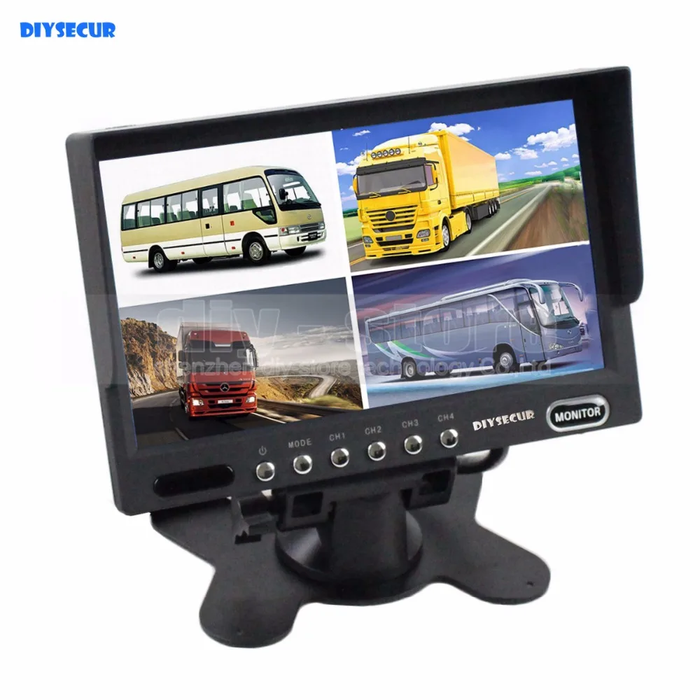 

DIYSECUR High Quality 7 Inch 4 Split Quad Display Color Rear View Monitor for Car Truck Bus Reversing Camera Monitoring System