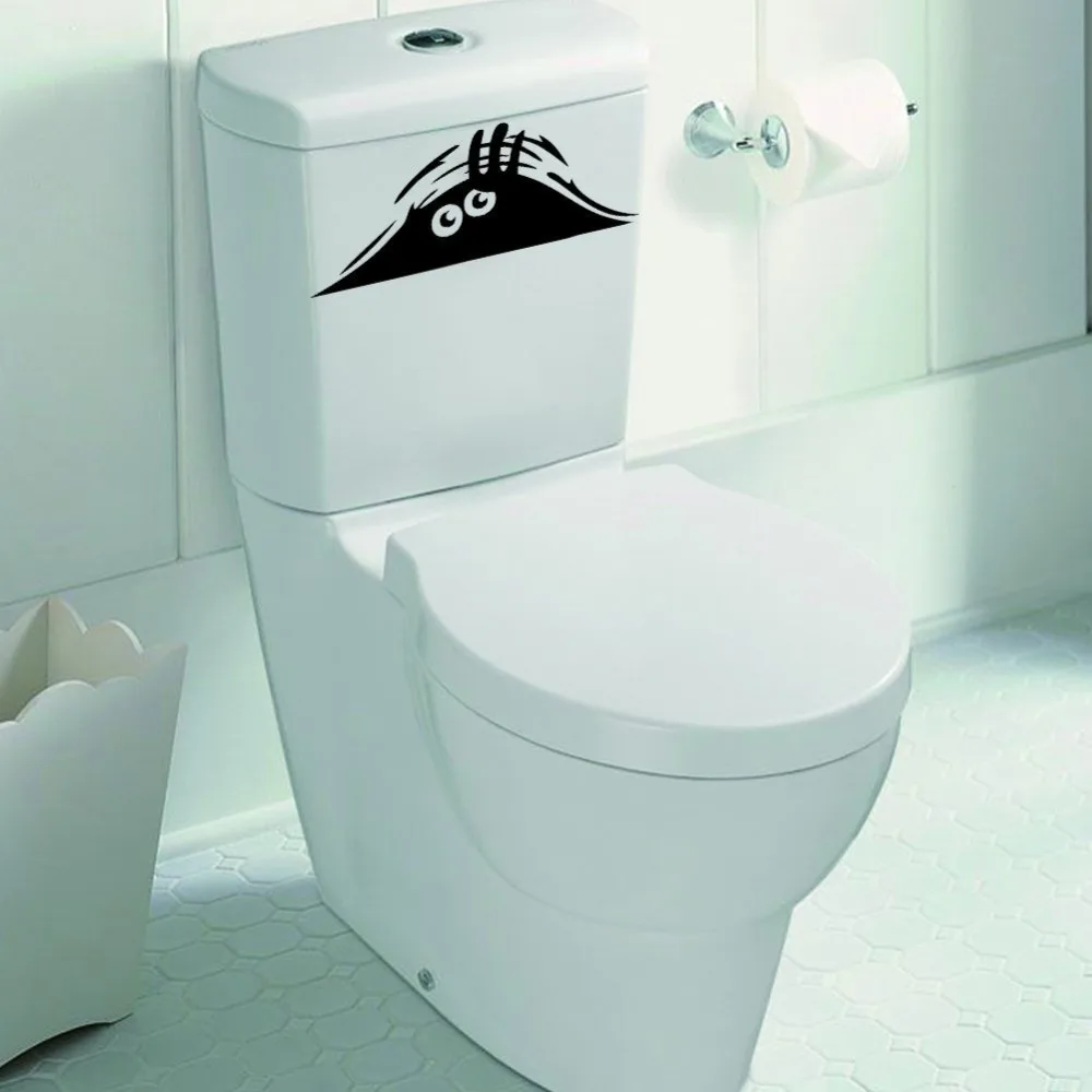 4pcs/set Funny Black Vinyl mural Bathroom Toilet Stickers Removable