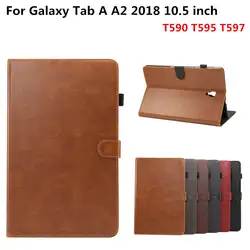 Премиум Кожа PU Стенд чехол для samsung Galaxy Tab A A2 10,5 2018 SM-T590 SM-T595 T590 T595 t597 Tablet случаях + пленка + ручка