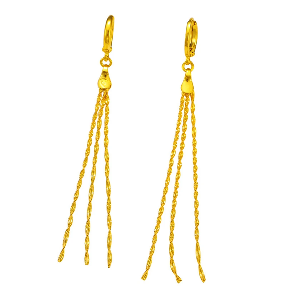 

Tassel Earrings Yellow Gold Filled Womens Long Dangle Earrings