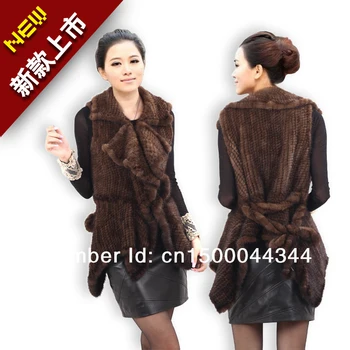

Knitted mink fur vest mink fur vest swallowtail models flounced collar belt and collar suit
