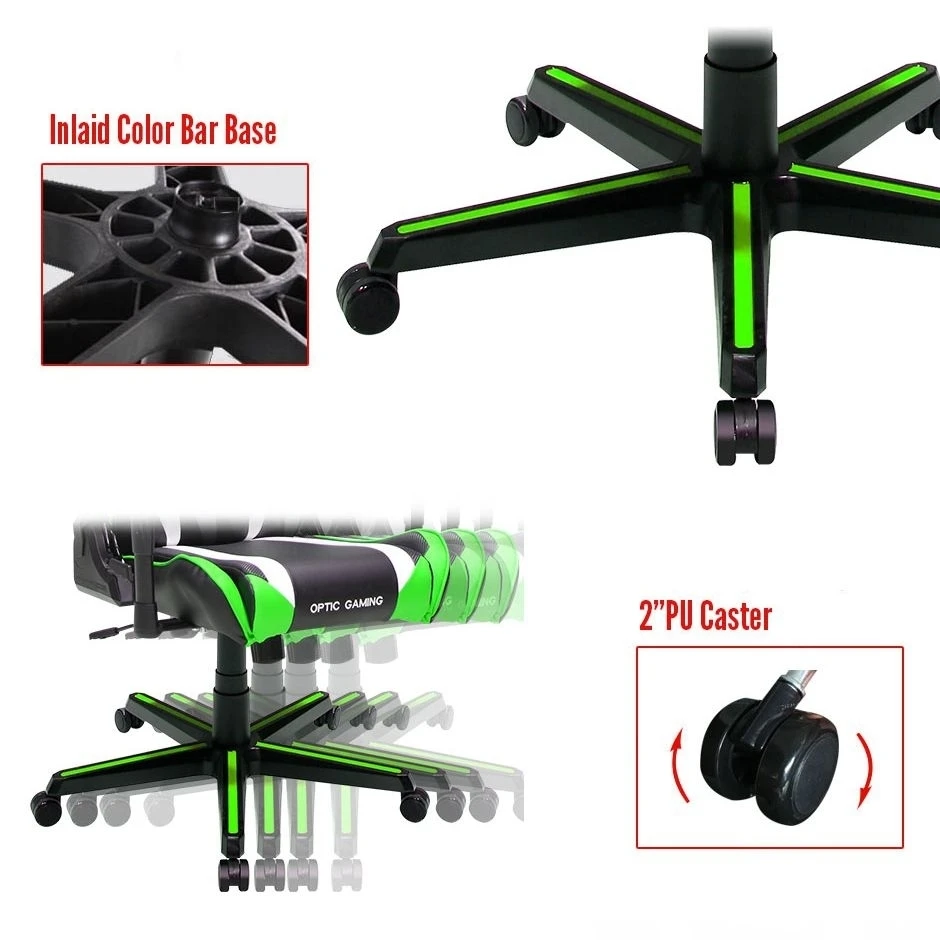 DXRacer OH/RZ19/NEW High-Back Racing Seat Gaming Chair Carbon Look Vinyl+PU(Black/White/Green)) (3)