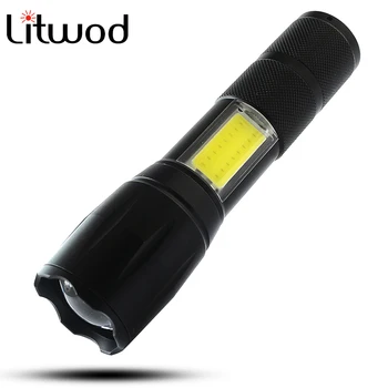 

litwod z20 A100C LED Flashlight XML-T6 + COB Torch waterproof lantern 4 Modes Zoomable 5000LM for Camping With 2600mAh Battery