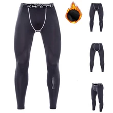 С флисовой подкладкой сжатия Штаны толстые зимние теплые леггинсы Фитнес мужские спортивные Штаны Jogger Штаны тренажерные залы тренировки брюки
