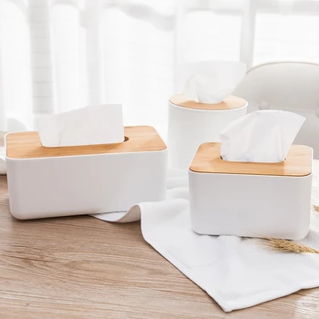 

Wooden Cover Tissue Box Modern Style High-Grade Desktop Decoration Napkin Cases Creative Kitchen Livingroom Roll Paper Organizer
