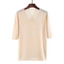 Summer Cashmere Wool Sweater Spring Autumn Women Solid Big Short Sleeve V-neck Pullovers Jumper Korean Knitted  Sweaters D340