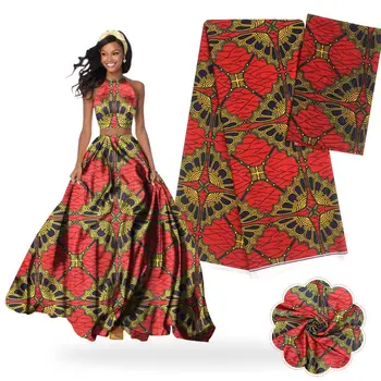 

african silk wax print fabric 2019 hot selling silk fabric green silk satin farbic with chiffon blouse 4+2yards