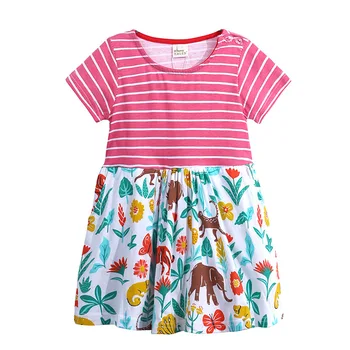 

Girls Dresses With Animals Summer Princess Cotton Baby Stripe Clothing Applique Kids Girls Clothes New Children Clothes Dresses