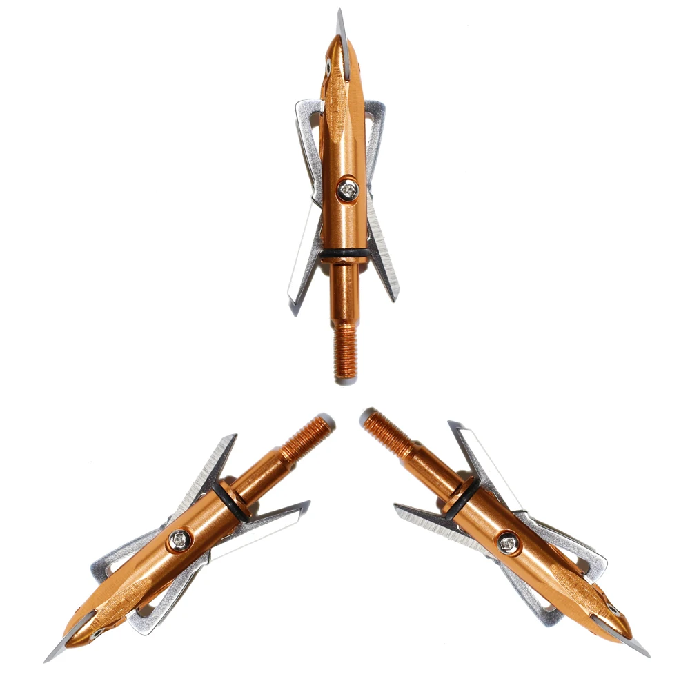 3Pcs Popular Broadheads Gold 2 blade 100Gr Hunting Archery Arrow Tips