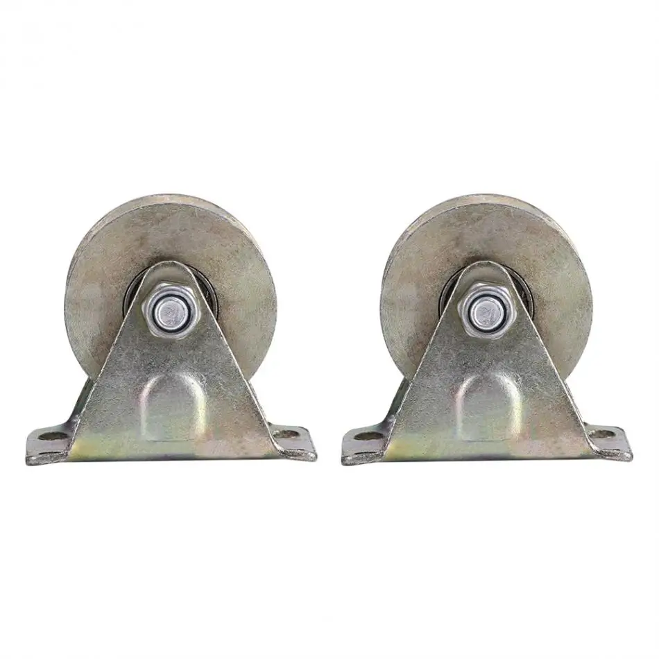 

2Pcs/Lot 2" Steel Sliding Gate Rollers V Type Door Wheel Track Rail W/ Bracket Home Gate Door Hardware Accessories
