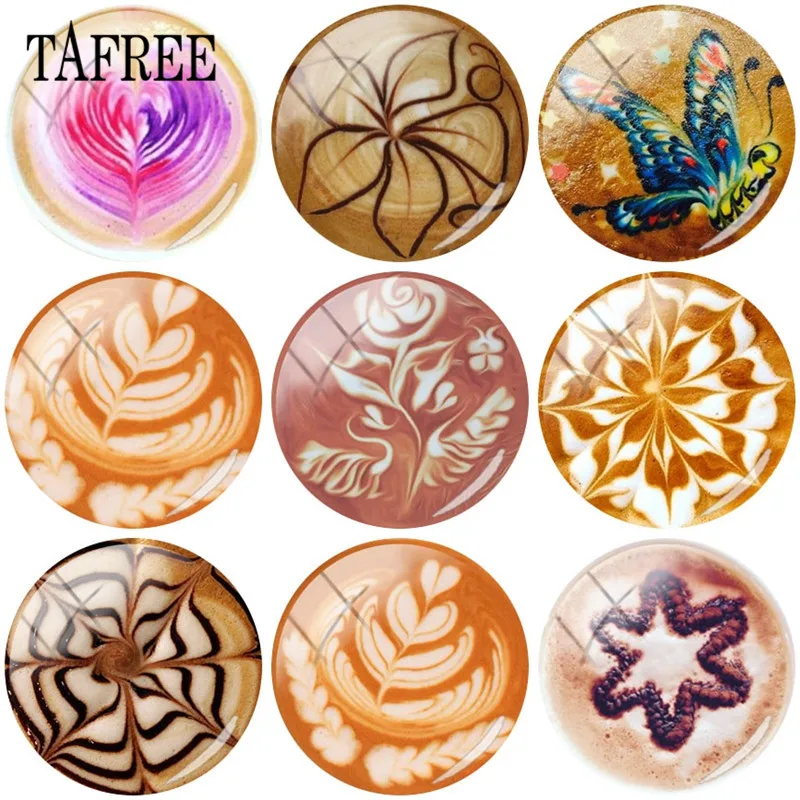 TAFREE кофе латте капучино шаблон 12-25 мм круглый стеклянный кабошон драгоценные