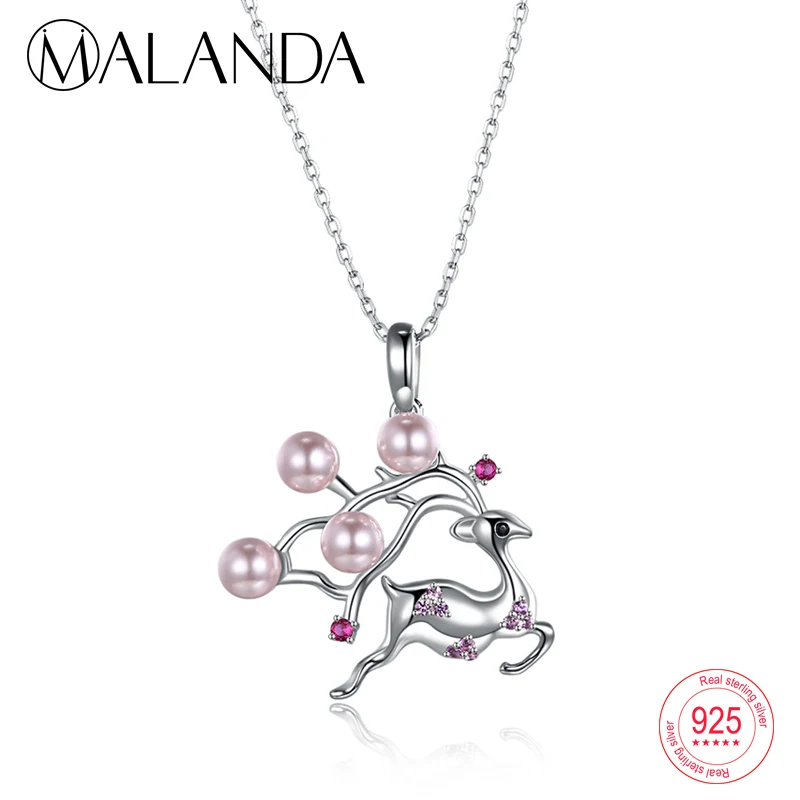 MALANDA жемчуг кристалл от Swarovski Milu ожерелье с подвеской в форме оленя для женщин 925