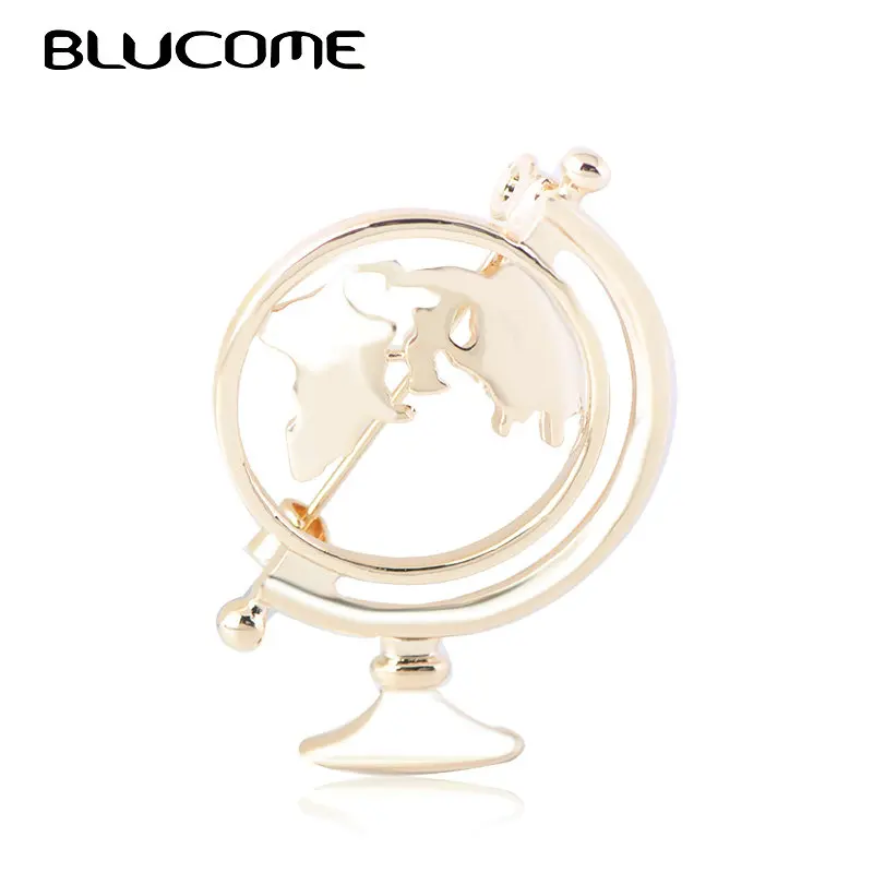 Мужская/женская брошь в форме карты мира Blucome золотого и серебряного цвета