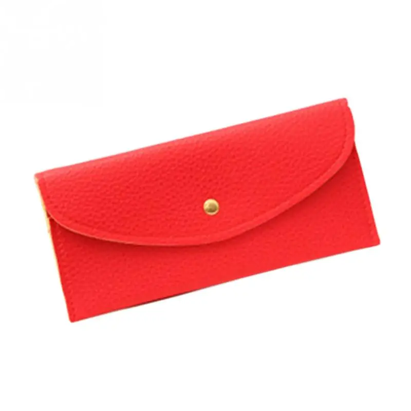 Женский длинный тонкий кошелек карамельного цвета, конверт с застежкой, клатч, сумка из мягкой искусственной кожи, кошелек, держатель для карт для женщин, высокое качество - Цвет: red
