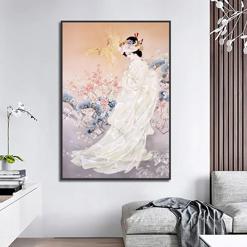 

Vintage Art Beautiful Painting Girl And Flower Poster Print Canvas Painting Home Wall Art Decoration Murale De Luxe Big Picture