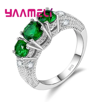 

Round Crystal Stone 925 Sterling Silver Ring White/Red/Dark Blue/Green/Purple Valentine Gift Lady For Wedding Sample