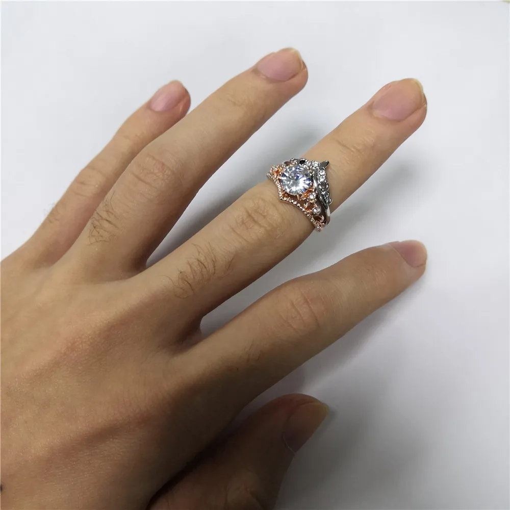 Luxury Wedding Ring Set Couple Love Stone Rings for Women Jewelry Ladies Accessories Ring Bague Femme Wholesale Anel O4N989