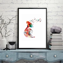 HAOCHU Colorful Silhouette of French Horn Wall Picture Abstract Geometric Musical Instrument Canvas Painting Wall Art Home Decor