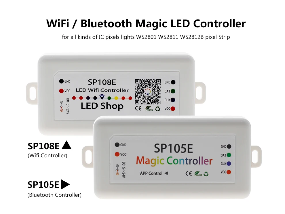 SP105E SP108E волшебный контроллер Bluetooth 4,0 DC5-24V 2048 пикселей для WS2811 2812 2801 6803 IC Светодиодная лента Поддержка IOS/Android APP