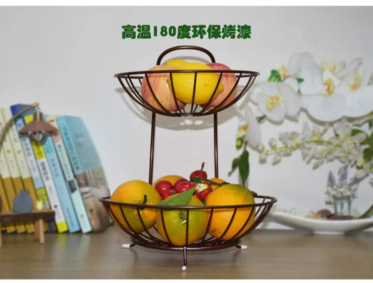 Двухслойная корзина для фруктов креативная модная кованая миска для фруктов для гостиной многофункциональная корзина для хранения mx6261409
