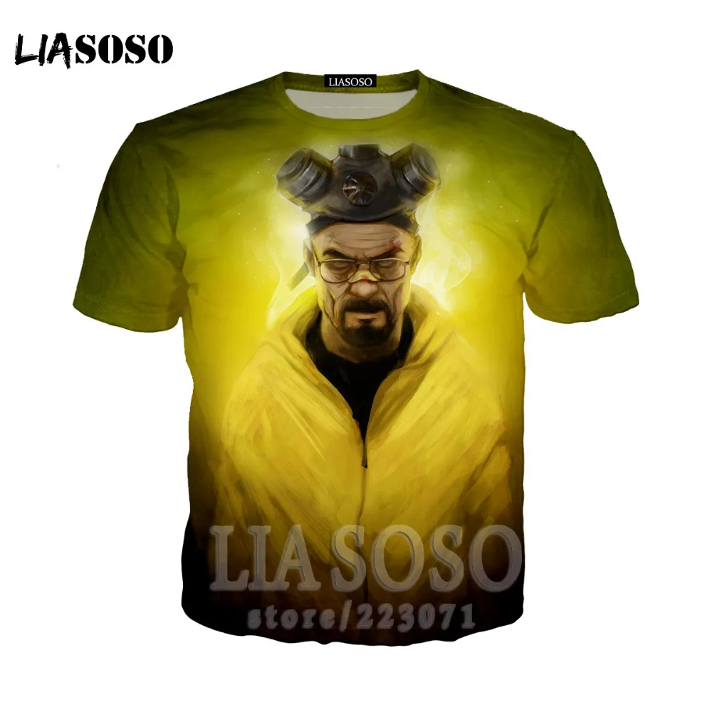 LIASOSO Quality heisenberg funny t shirt casual breaking bad T-shirt print 3D mens Fashion cool hoodies sweatshirt for men br04