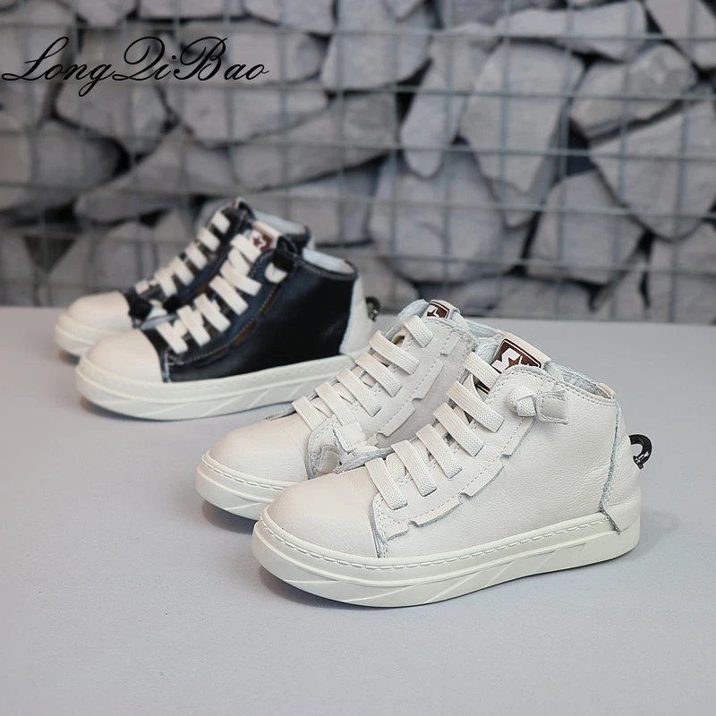 

2018 autumn girls high-top shoes side zipper casual shoes Korean leather shoes