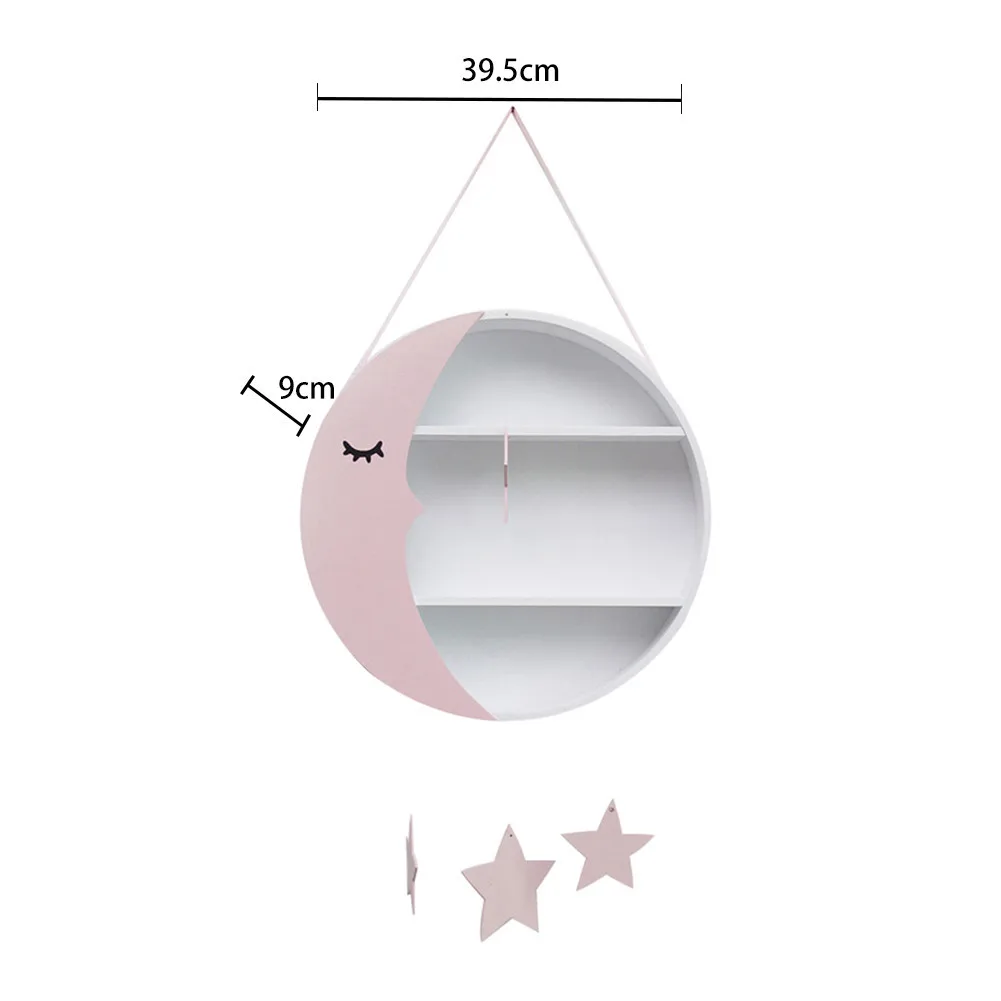 Деревянные круглые настенные полки со звездами и луной, полки для хранения, настенные вешалки, скандинавские ветровые орнаменты, украшение детской комнаты для мальчиков и девочек