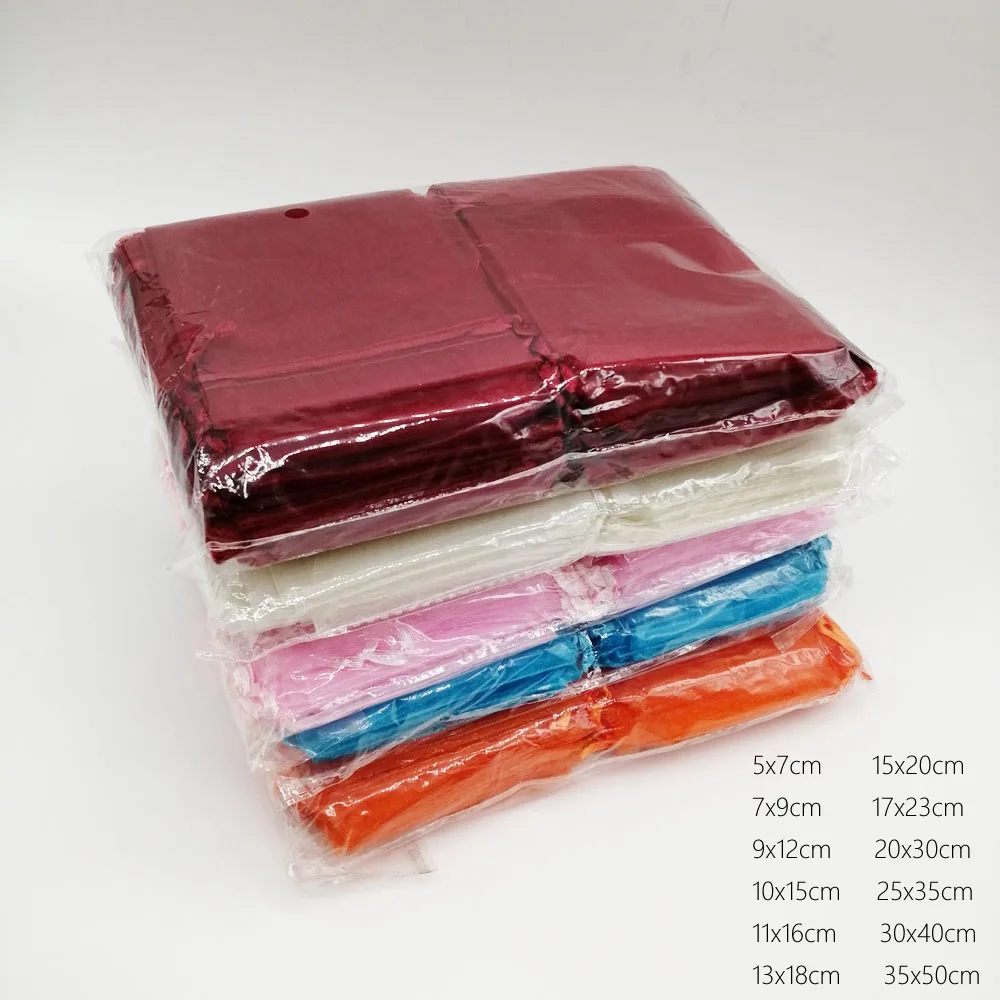 100pcs 5x7cm Diy Jewelry Bag Gift Women Drawstring Organza Bags For Wedding/Christmas/Jewelry Display Packaging | Украшения и