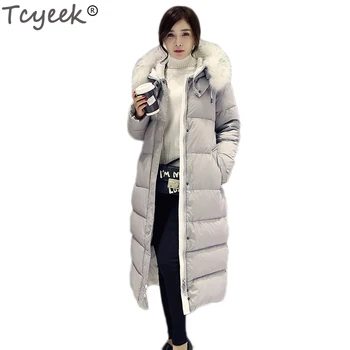 

Tcyeek Winter Jacket Women Parka 2019 New Fashion 90% White Duck Down Hood Raccoon Fur Collar Warm Thick Coats Woman HJ285