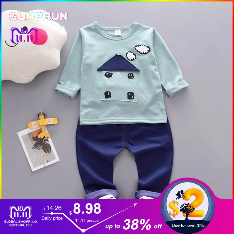 

Kids Autumn Clothes Cottage Printed Boy's Clothing long sleeve Children Clothing Set soft warm Girl Winter Clothes For Kids