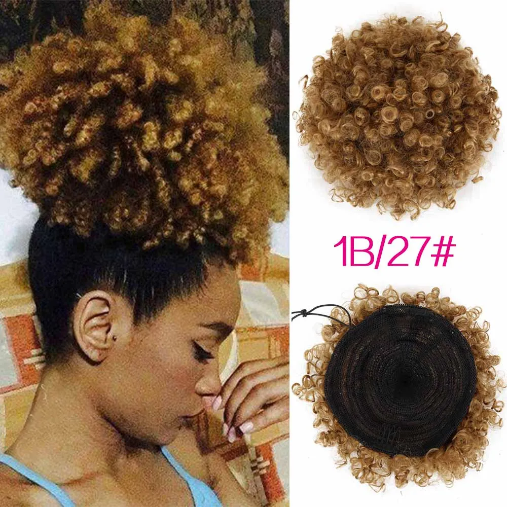  High Puff Afro Curly Wig Ponytail Drawstring Short Afro Kinky Pony Tail Clip in on Synthetic Curly 