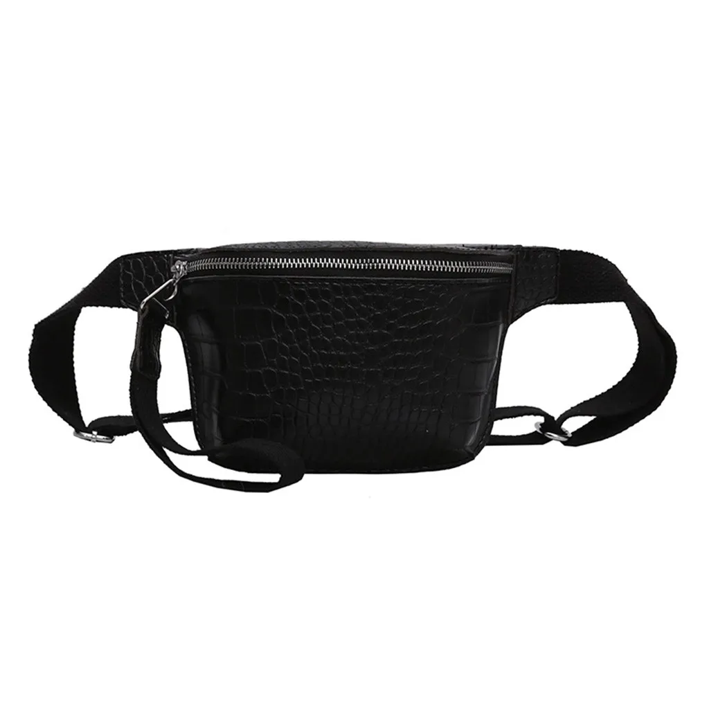 Женская поясная сумка из крокодиловой кожи, сумка на талию, разноцветная, маленькая сумка на ногу, модная, высокое качество, сумка на грудь, Bolsa Cintura, лето - Цвет: Black