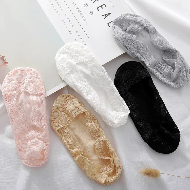 

Chic Lady Invisible boat Socks Torchon Lace Cotton Sweet Non-slip Antiskid Breathable Ankle socks Summer Not Show Low Cut Socks