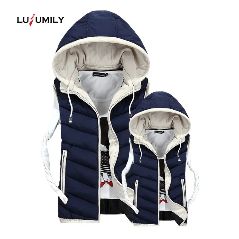 Lusumily размера плюс 4xl зимний утепленный жилет женский съемный хлопковый на молнии