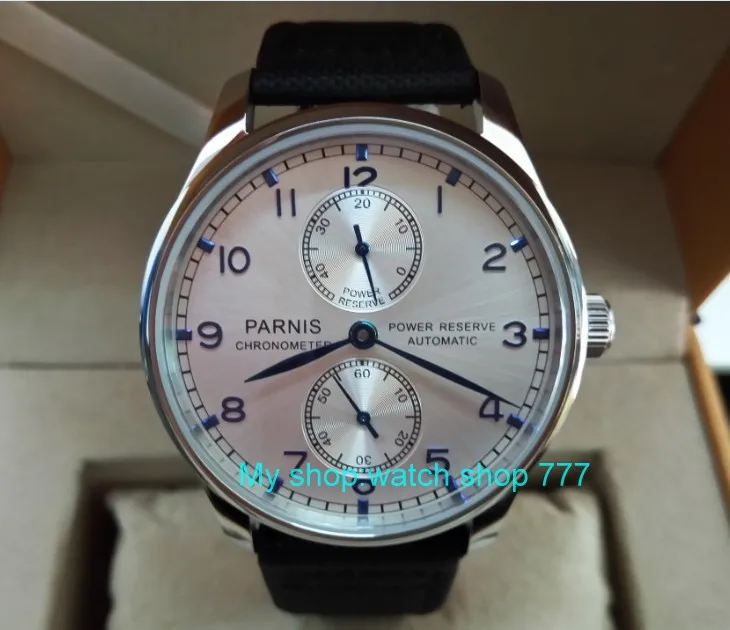 

43MM PARNIS Automatic Self-Wind mechanical movement Silvery-white dial men's watch power reserve Mechanical watches DFGD172a