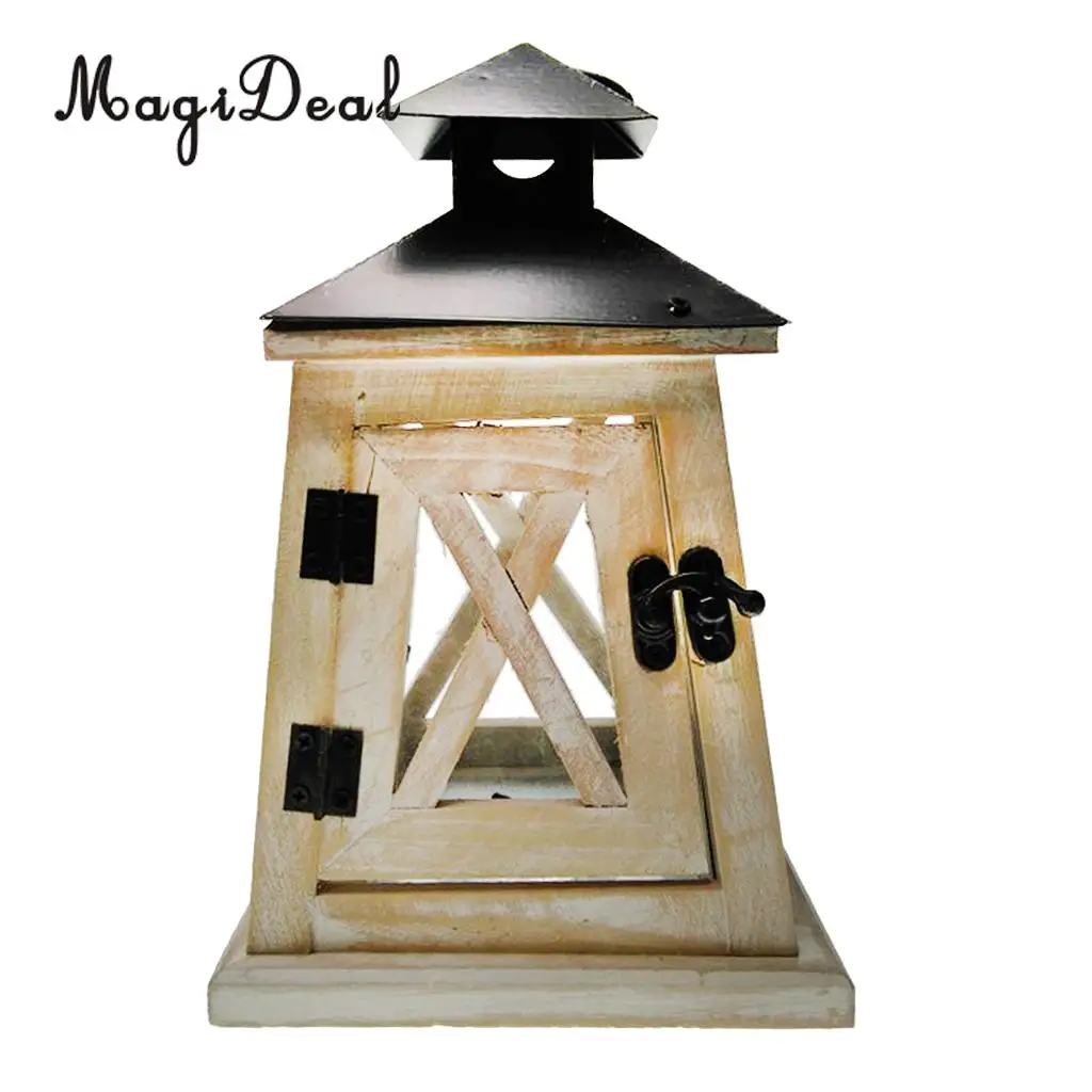 Wooden Lighthouse Light Tower Candle Holder Tea Light Lampshade Tabletop Decor Ornament Carved Handcraft	