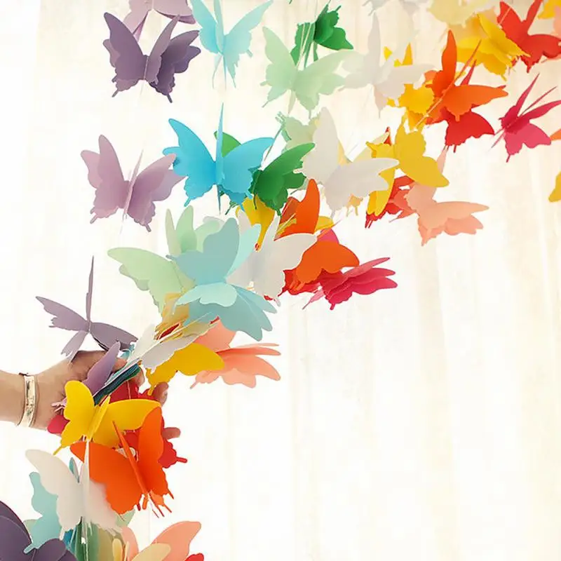 Colorful Paper Garland Wedding Butterfly Hanging Birthday Party Banner 3D Decor Shopping Mall Shopwindow Decoration #06