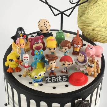 

17pcs/lot 3~5cm Toy Story 4 Woody Buzz Lightyear Jessie forky PVC Action Figure Toys Dolls Children birthday Gifts