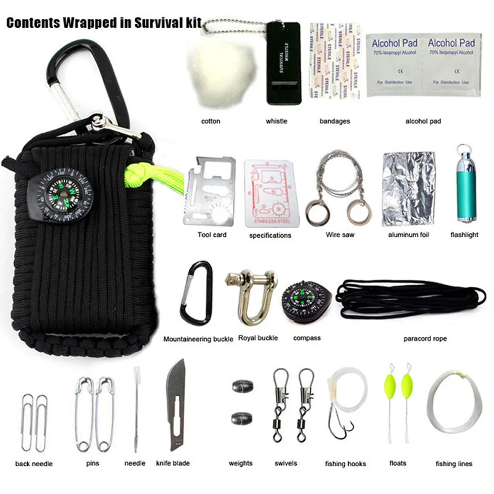 

29 in 1 survival kit Equipment emergency bag field box self-help box equipment for Camping Hiking SOS Emergency Survival Tool