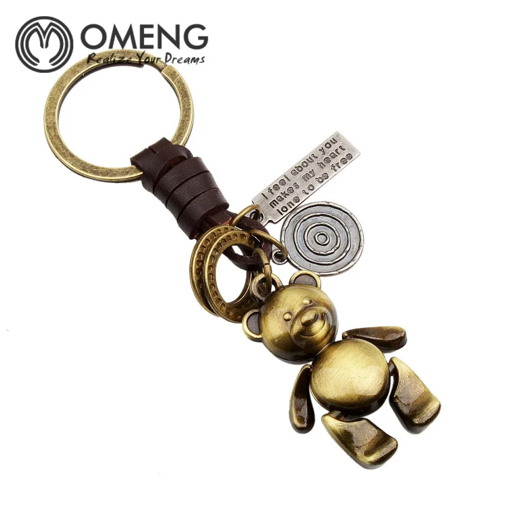 OMENG Design Keychain For Office Promotion Gifts Toys Bear Leather