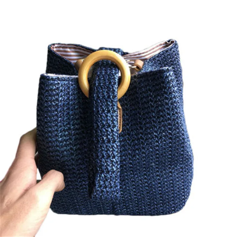

New Women Bag Casual Handmade Straw Bag For Lady Fashion Summer Beach Woven Bag Shoulder Bag Tote Lovely Handbag
