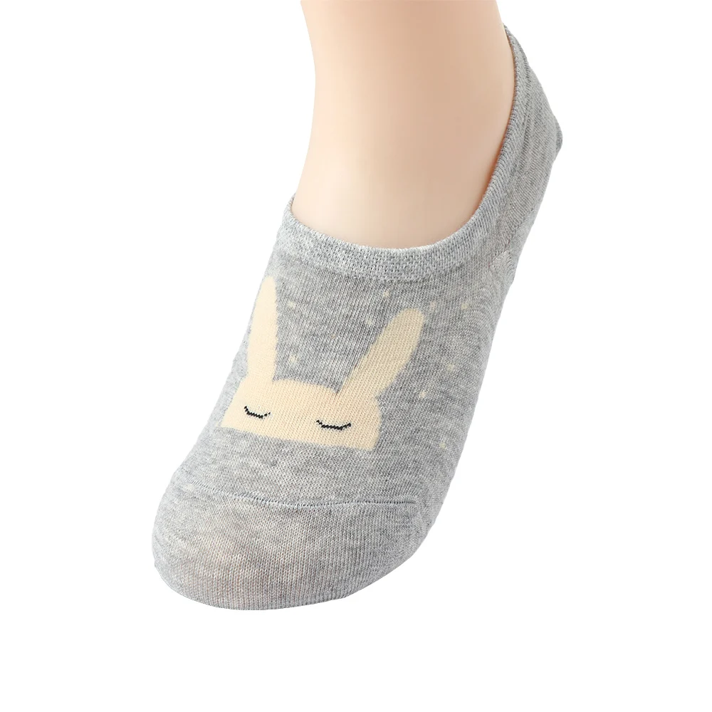 Летние носки-лодочки с рисунком кролика женские креативные повседневные тонкие хлопковые носки мультяшный кролик с большими ушами дизайн