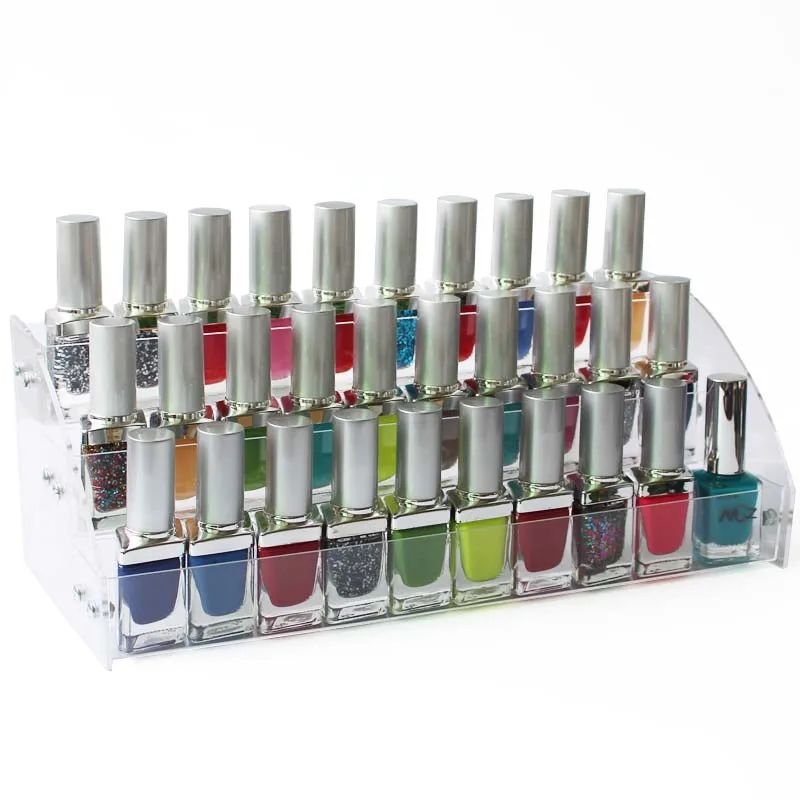 

New Acrylic 3 Tiers Nail Polish Rack Organizer Lipstick Jewelry Display Holder Clear Nail Polish Cosmetic Varnish Display Stand
