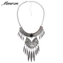 Mujeres de la manera 2016 Pequeña Hoja de La Borla Collar de Plata de La Vendimia Colgante de collar Gema Roja Collar Barato Maxi de Boho Declaración Accesorio