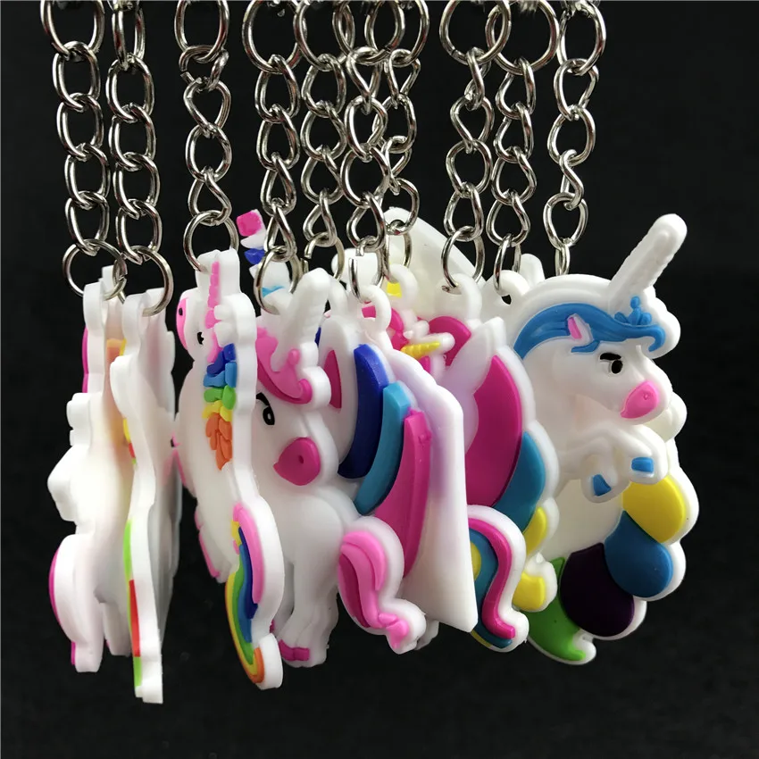 12Pcs Unicornio Party Rubber Bangle Key Chains Kids Favors Birthday Bracelet Baby Shower DIY Colorful horse Party Decor Supplies