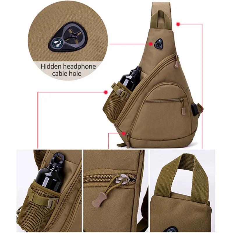 Sand desert acu Viaggio Sport Militare Xa736wa Esercito hu Campeggio Sacchetto Trekking Esterno Usb Black Camo Di furto Ricarica Tattico Digital brown Anti digital Borse Impermeabile cp three Crossbody Ban Petto SP1SRq