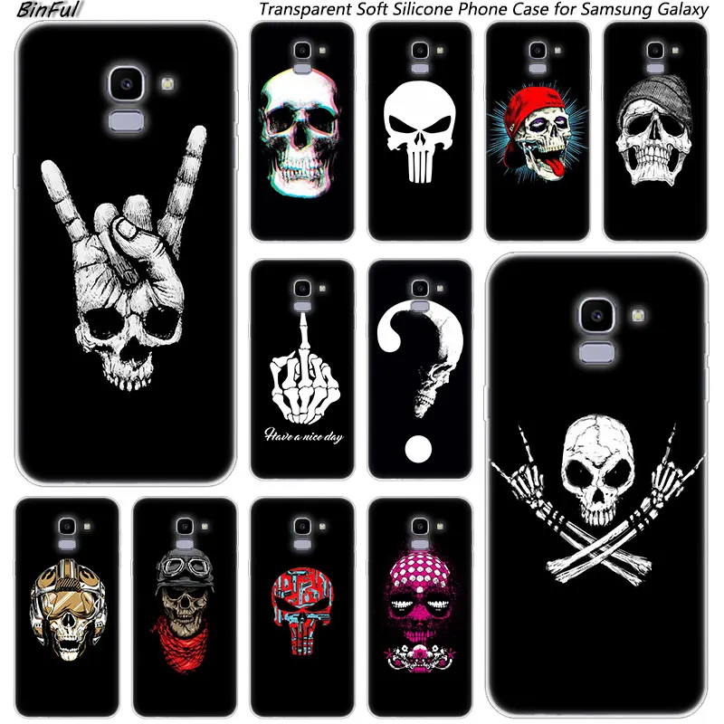 

Hot Rock Cool skull Soft Silicone Case For Samsung Galaxy J8 J6 J4 2018 J2 Core J5 J6 J7 Prime J3 2016 2017 EU J4 Plus Fashion