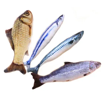 

30cm Large Size Interactive Pets Pillow Catnip Toys Simulation Plush Fish Shape Doll Chew Bite Cat Toy