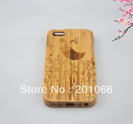 Free shipping 10pcs/ lot 2013 Newly Wooden Carving Bird Hard Cover Case for iPhone 5 Cases Bamboo Back Phone |